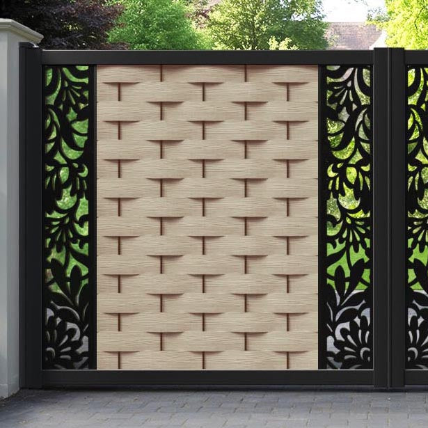 Ripple Heritage Straight Top Driveway Gate - Light Oak- Middle & End Screen