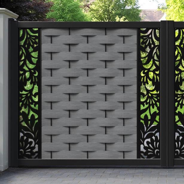 Ripple Heritage Straight Top Driveway Gate - Mid Grey - Middle & End Screen