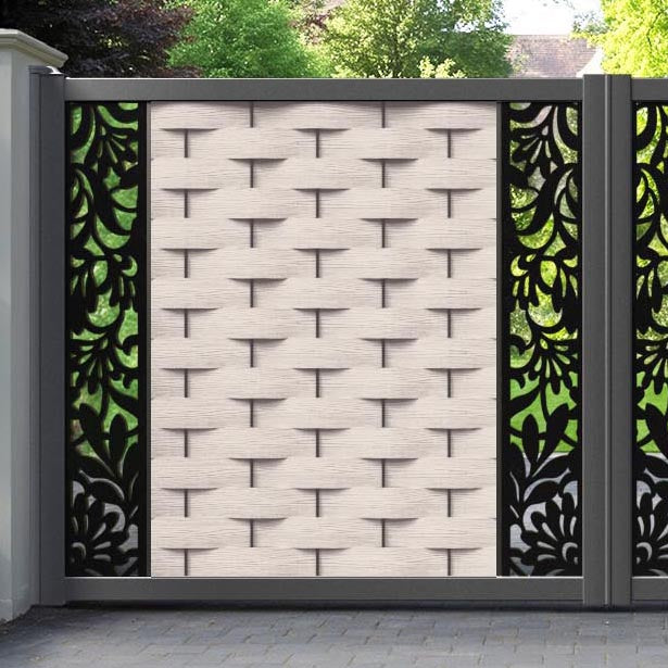 Ripple Heritage Straight Top Driveway Gate - Mid Stone - Middle & End Screen