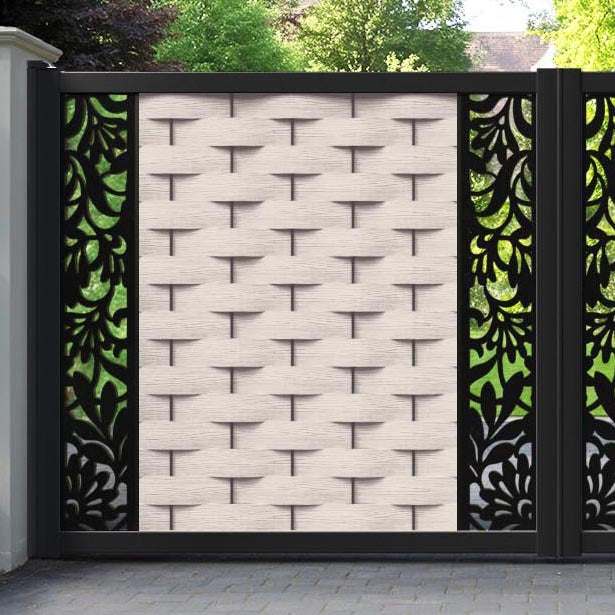 Ripple Heritage Straight Top Driveway Gate - Mid Stone - Middle & End Screen