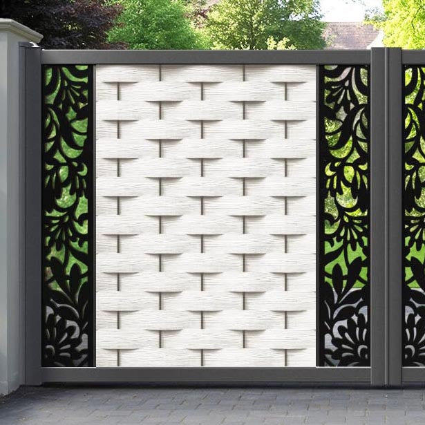 Ripple Heritage Straight Top Driveway Gate - Light Stone - Middle & End Screen
