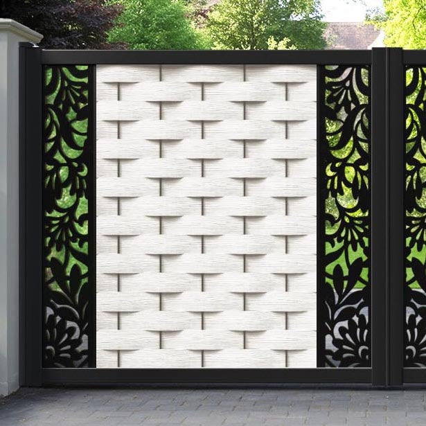 Ripple Heritage Straight Top Driveway Gate - Light Stone - Middle & End Screen