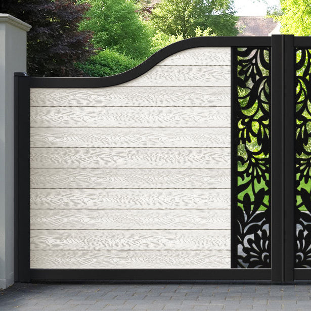 Classic Heritage Curved Top Driveway Gate - Light Stone - Middle Screen