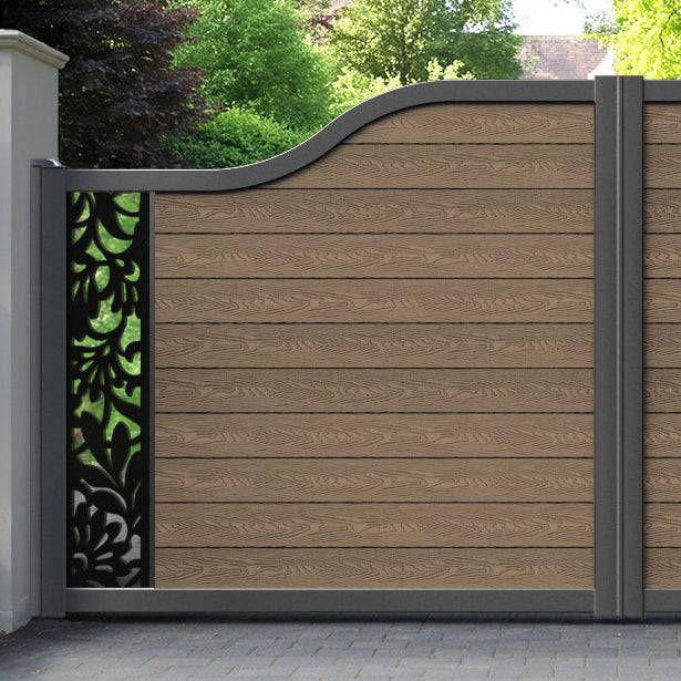 Classic Heritage Curved Top Driveway Gate - Teak -  End Screen
