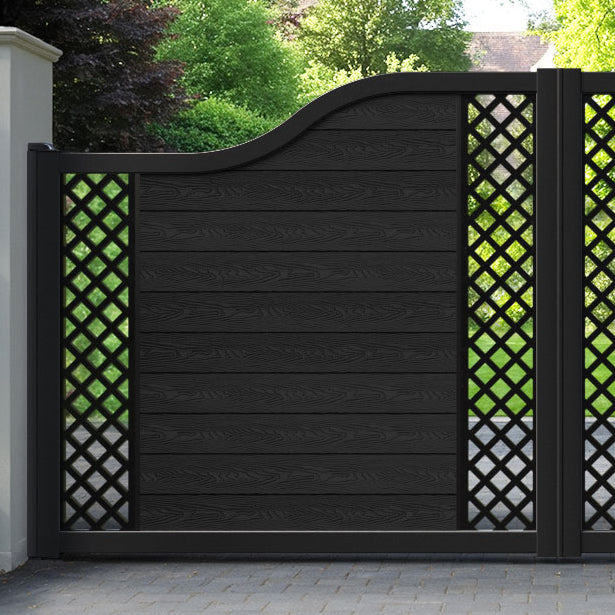 Classic Hive Curved Top Driveway Gate - Black - Middle & End Screen