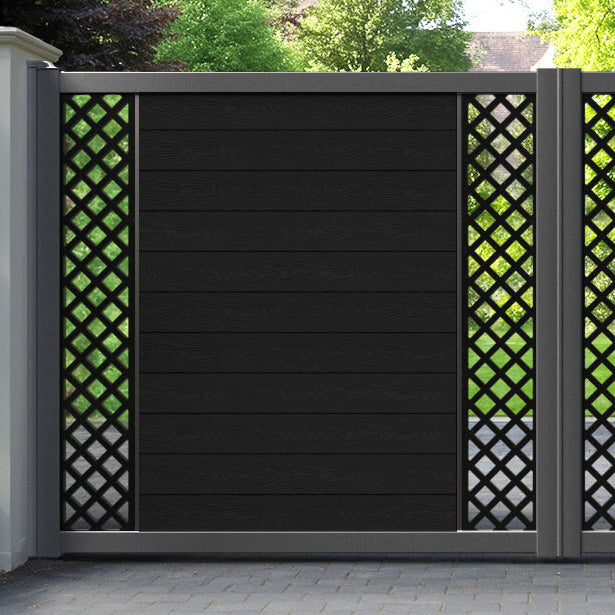 Classic Hive Straight Top Driveway Gate - Black - Middle & End Screen