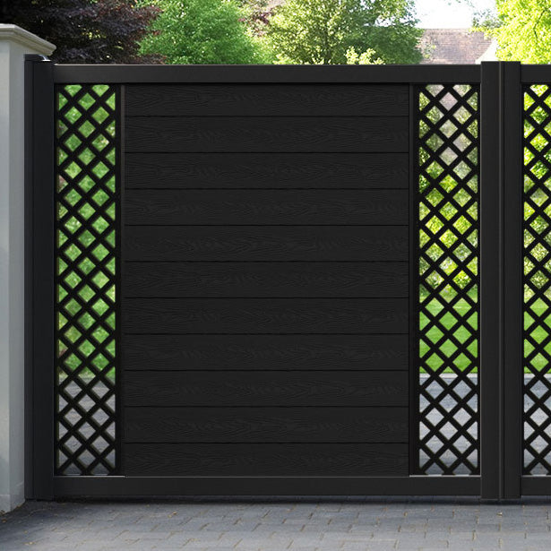 Classic Hive Straight Top Driveway Gate - Black - Middle & End Screen