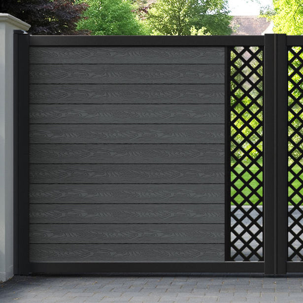 Classic Hive Straight Top Driveway Gate - Dark Grey - Middle Screen