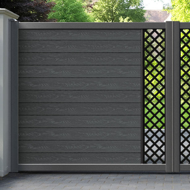 Classic Hive Straight Top Driveway Gate - Dark Grey - Middle Screen