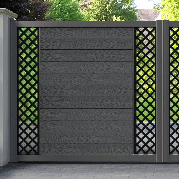 Classic Hive Straight Top Driveway Gate - Dark Grey - Middle & End Screen
