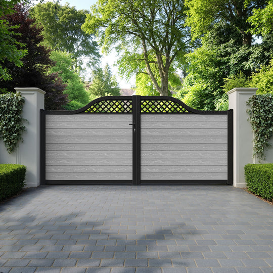 Classic Hive Curved Top Driveway Gate - Light Grey - Top Screen