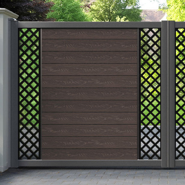 Classic Hive Straight Top Driveway Gate - Mid Brown - Middle & End Screen