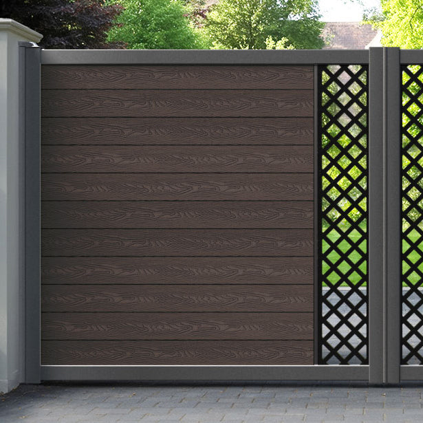 Classic Hive Straight Top Driveway Gate - Mid Brown - Middle Screen