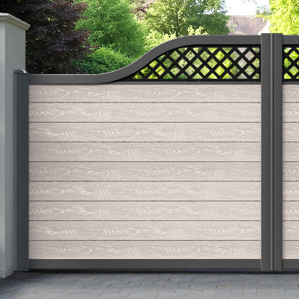 Classic Hive Curved Top Driveway Gate - Mid Stone - Top Screen