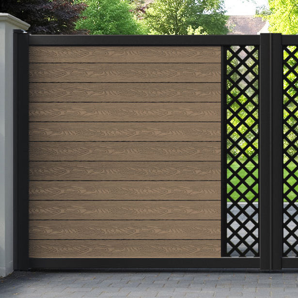 Classic Hive Straight Top Driveway Gate - Teak - Middle Screen