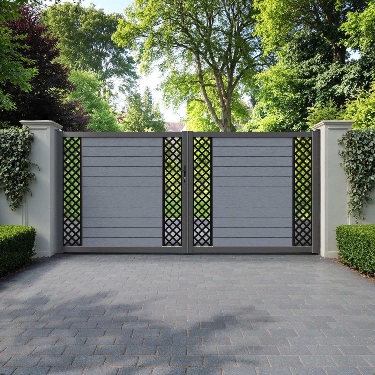 Fusion Hive Straight Top Driveway Gate - Anthracite - Middle & End Screen