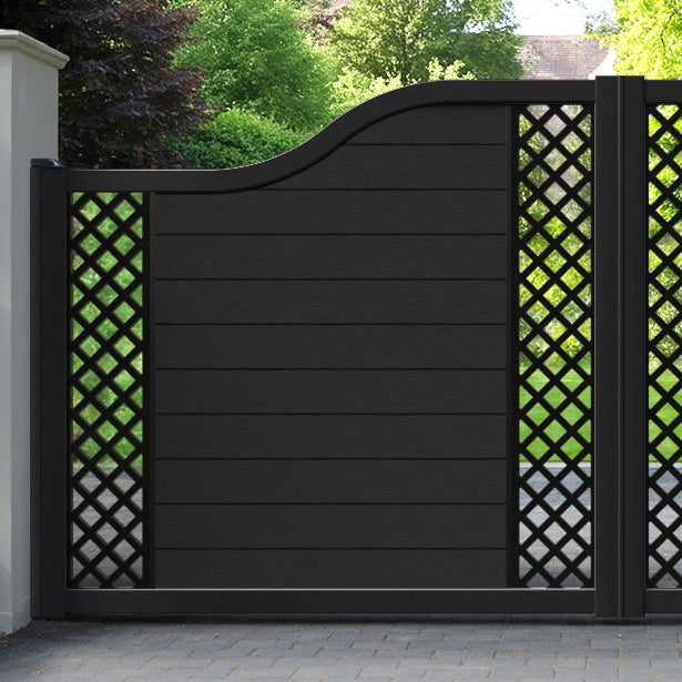 Fusion Hive Curved Top Driveway Gate - Black - Middle & End Screen