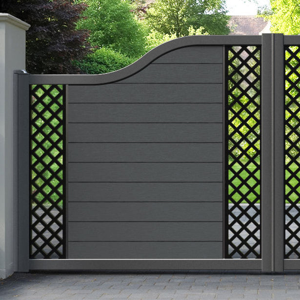 Fusion Hive Curved Top Driveway Gate - Dark Grey - Middle & End Screen