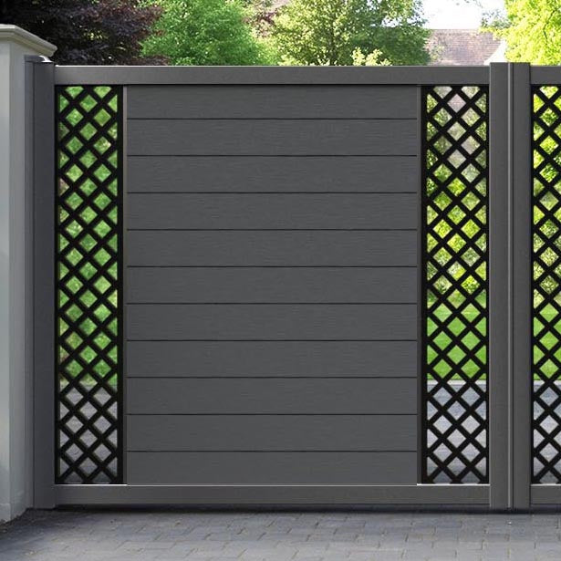 Fusion Hive Straight Top Driveway Gate - Dark Grey - Middle & End Screen