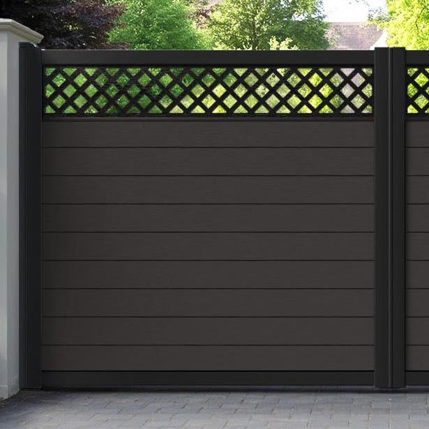Fusion Hive Straight Top Driveway Gate - Dark Oak - Top Screen