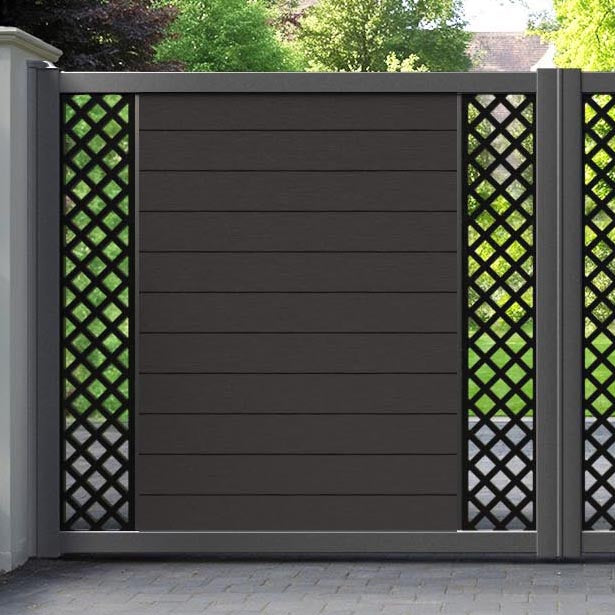 Fusion Hive Straight Top Driveway Gate - Dark Oak - Middle & End Screen