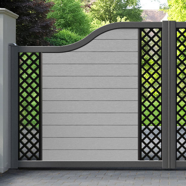 Fusion Hive Curved Top Driveway Gate - Light Grey - Middle & End Screen