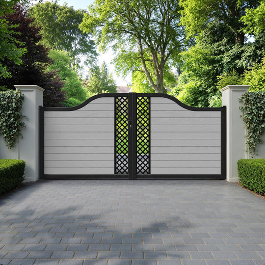 Fusion Hive Curved Top Driveway Gate - Light Grey - Middle Screen