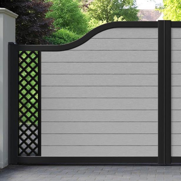 Fusion Hive Curved Top Driveway Gate - Light Grey - End Screen
