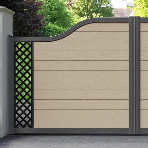 Fusion Hive Curved Top Driveway Gate - Light Oak - End Screen