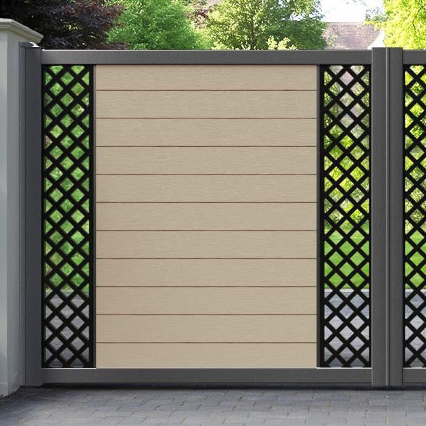 Fusion Hive Straight Top Driveway Gate - Light Oak - Middle & End Screen