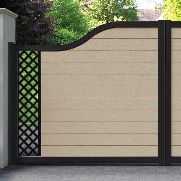 Fusion Hive Curved Top Driveway Gate - Light Oak - End Screen