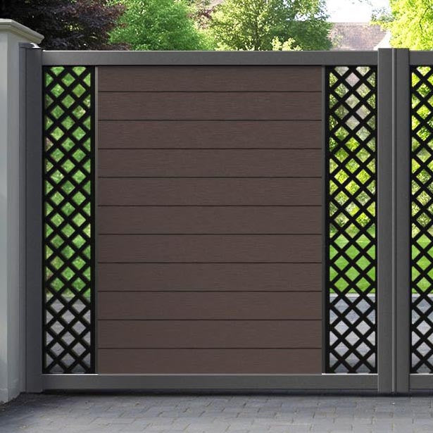 Fusion Hive Straight Top Driveway Gate - Mid Brown - Middle & End Screen