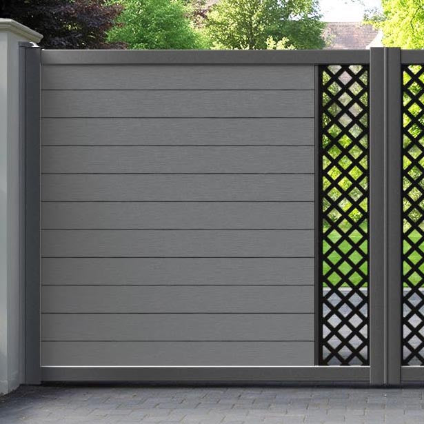 Fusion Hive Straight Top Driveway Gate - Mid Grey - Middle Screen