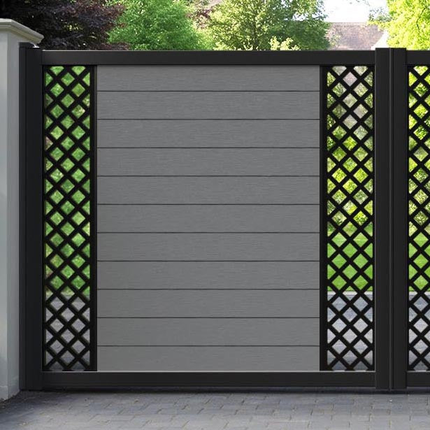 Fusion Hive Straight Top Driveway Gate - Mid Grey - Middle & End Screen