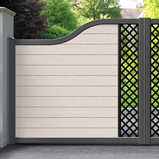 Fusion Hive Curved Top Driveway Gate - Mid Stone - Middle Screen