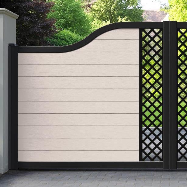 Fusion Hive Curved Top Driveway Gate - Mid Stone - Middle Screen