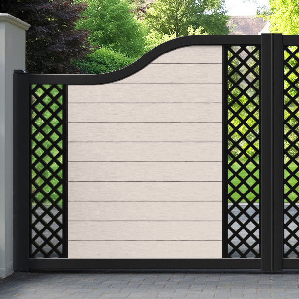 Fusion Hive Curved Top Driveway Gate - Mid Stone - Middle & End Screen
