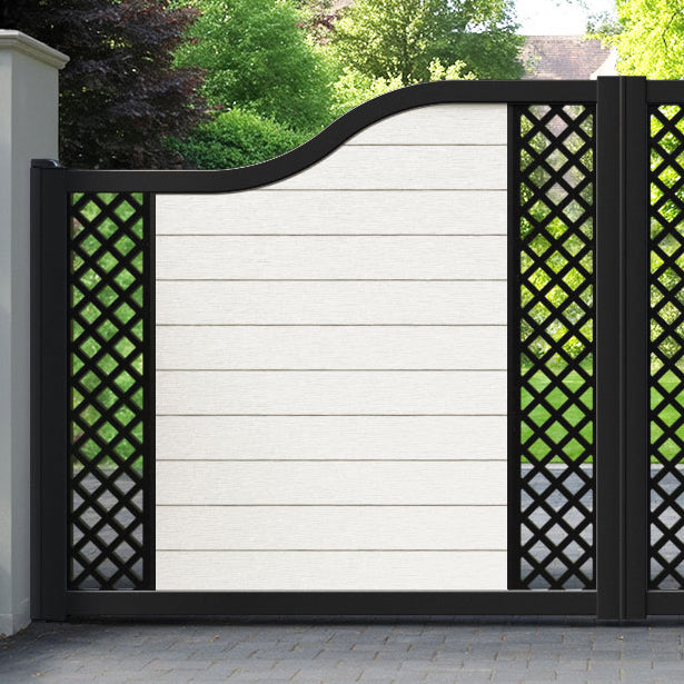 Fusion Hive Curved Top Driveway Gate - Light Stone - Middle & End Screen