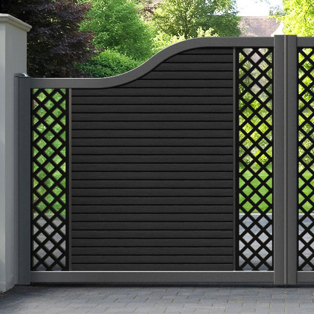 Hudson Hive Curved Top Driveway Gate - Black - Middle & End Screen
