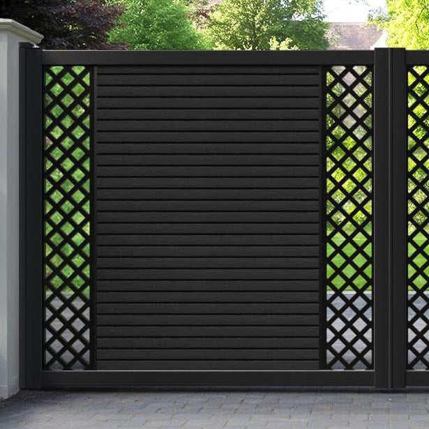 Hudson Hive Straight Top Driveway Gate - Black - Middle & End Screen