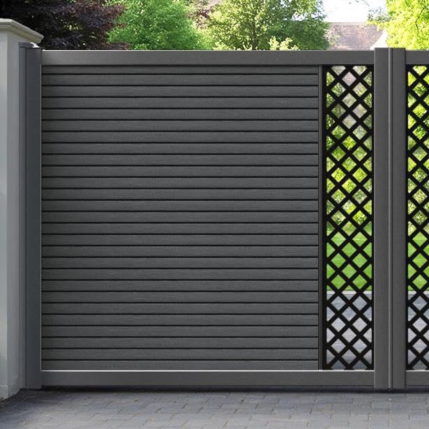 Hudson Hive Straight Top Driveway Gate - Dark Grey - Middle Screen