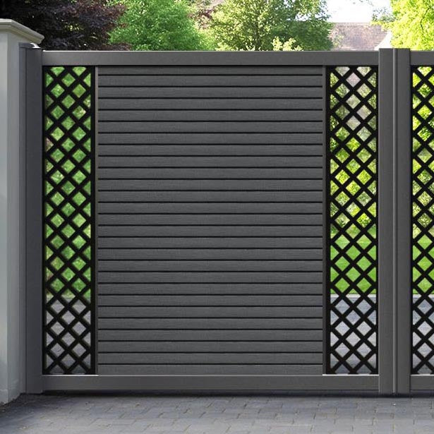 Hudson Hive Straight Top Driveway Gate - Dark Grey - Middle & End Screen
