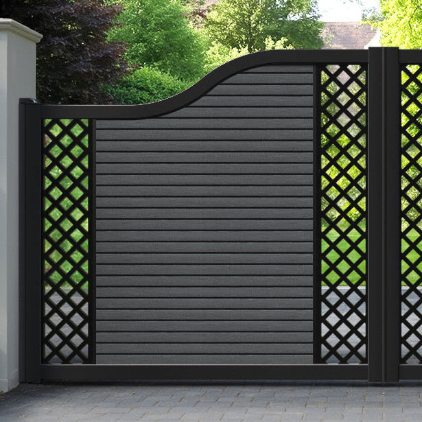 Hudson Hive Curved Top Driveway Gate - Dark Grey - Middle & End Screen