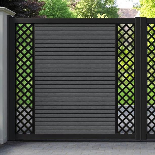 Hudson Hive Straight Top Driveway Gate - Dark Grey - Middle & End Screen