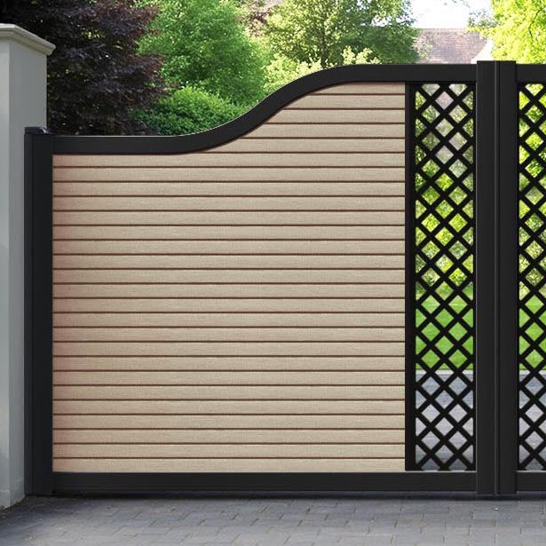 Hudson Hive Curved Top Driveway Gate - Light Oak - Middle Screen