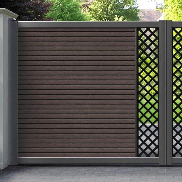 Hudson Hive Straight Top Driveway Gate - Mid Brown - Middle Screen