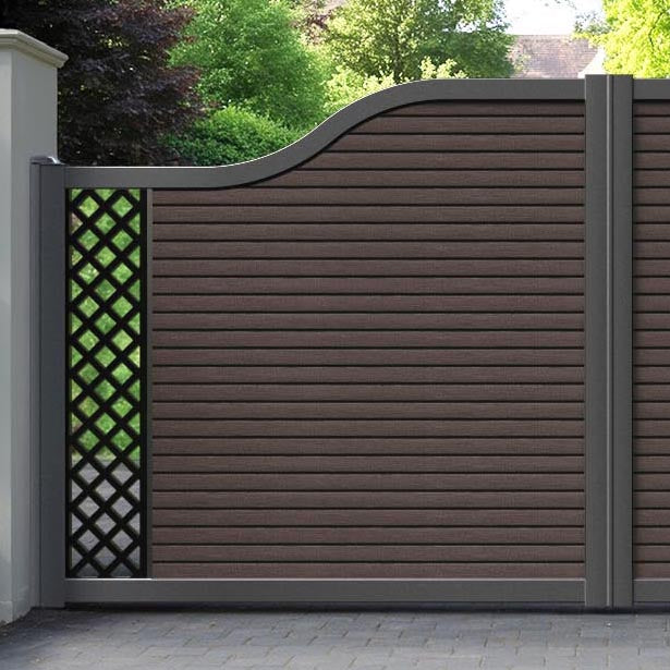 Hudson Hive Curved Top Driveway Gate - Mid Brown - End Screen