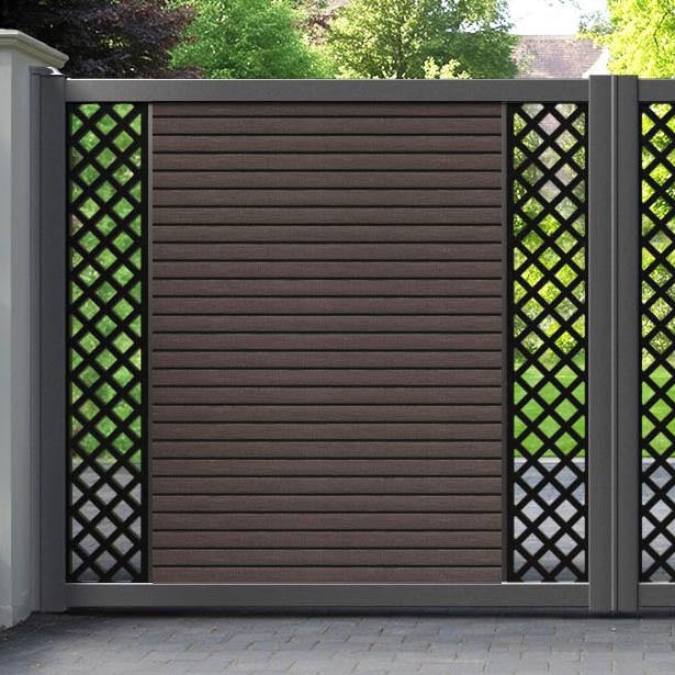 Hudson Hive Straight Top Driveway Gate - Mid Brown - Middle & End Screen