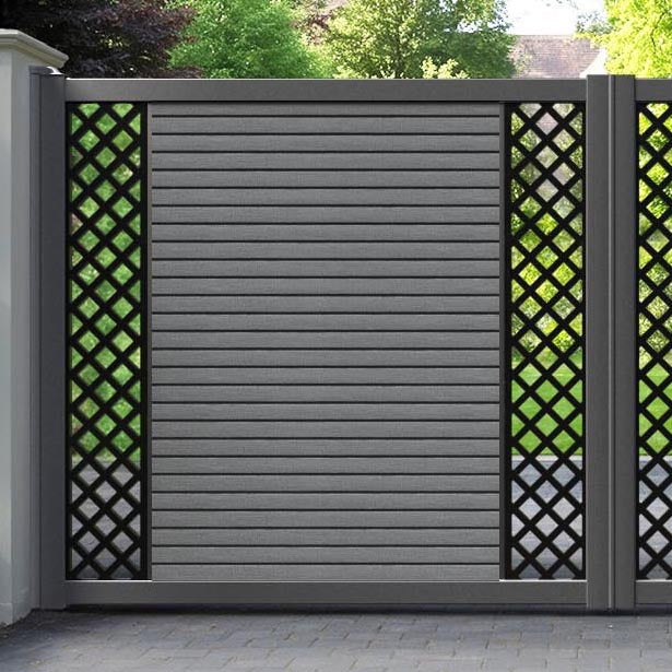 Hudson Hive Straight Top Driveway Gate - Mid Grey - Middle & End Screen
