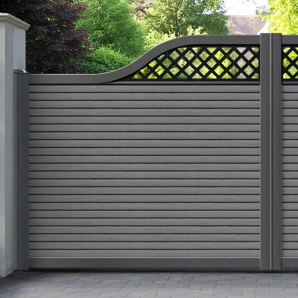 Hudson Hive Curved Top Driveway Gate - Mid Grey - Top Screen
